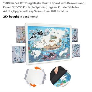 Rotating Puzzle Board with Drawers - White